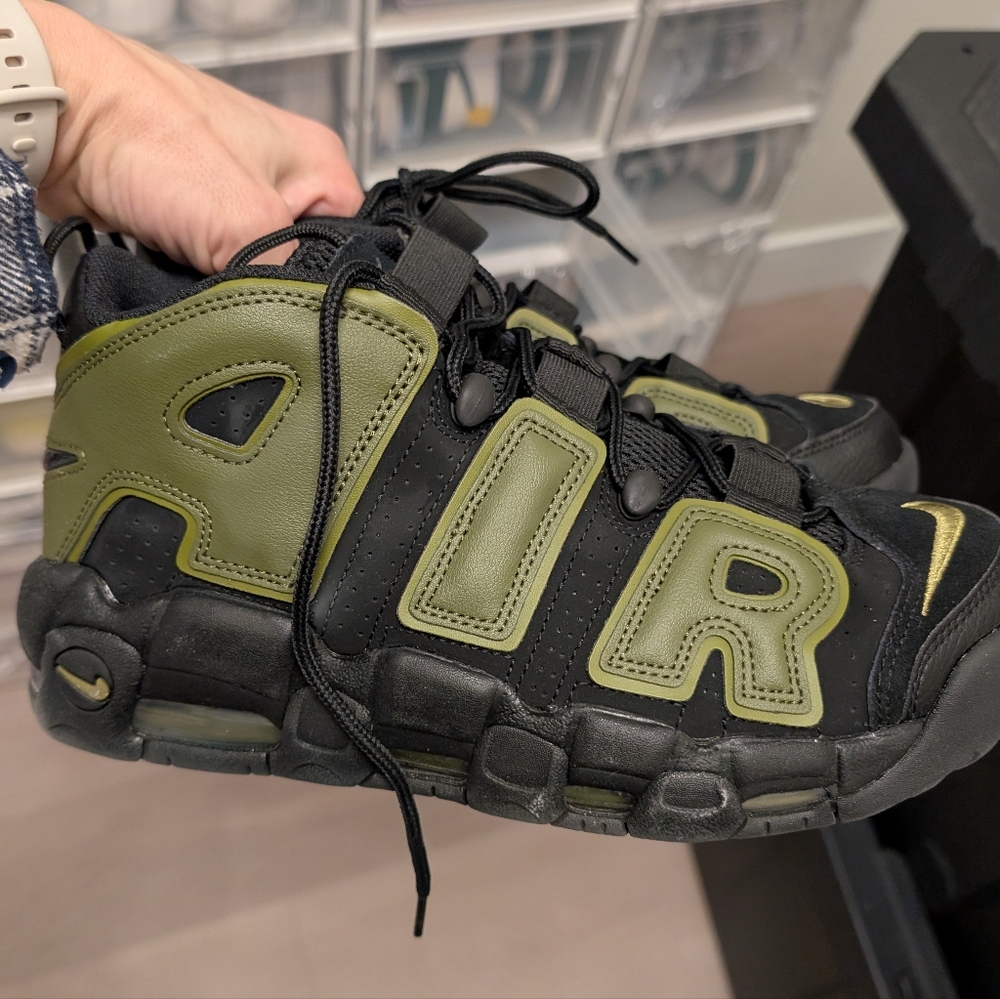 Nike Air More Uptempo Black and Green Sneakers